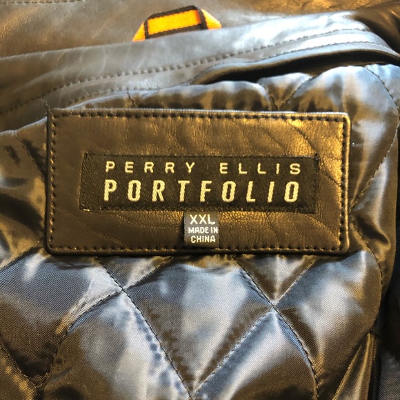 Leather Bomber Jacket by Perry Ellis Portfolio XXL - Picture 2 of 8